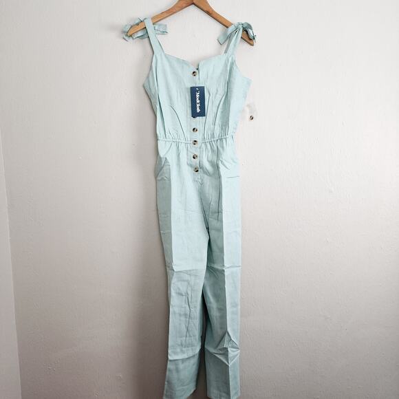 NEW Modcloth Every Waking Momentum Cotton Jumpsuit Light Blue - Picture 5 of 10